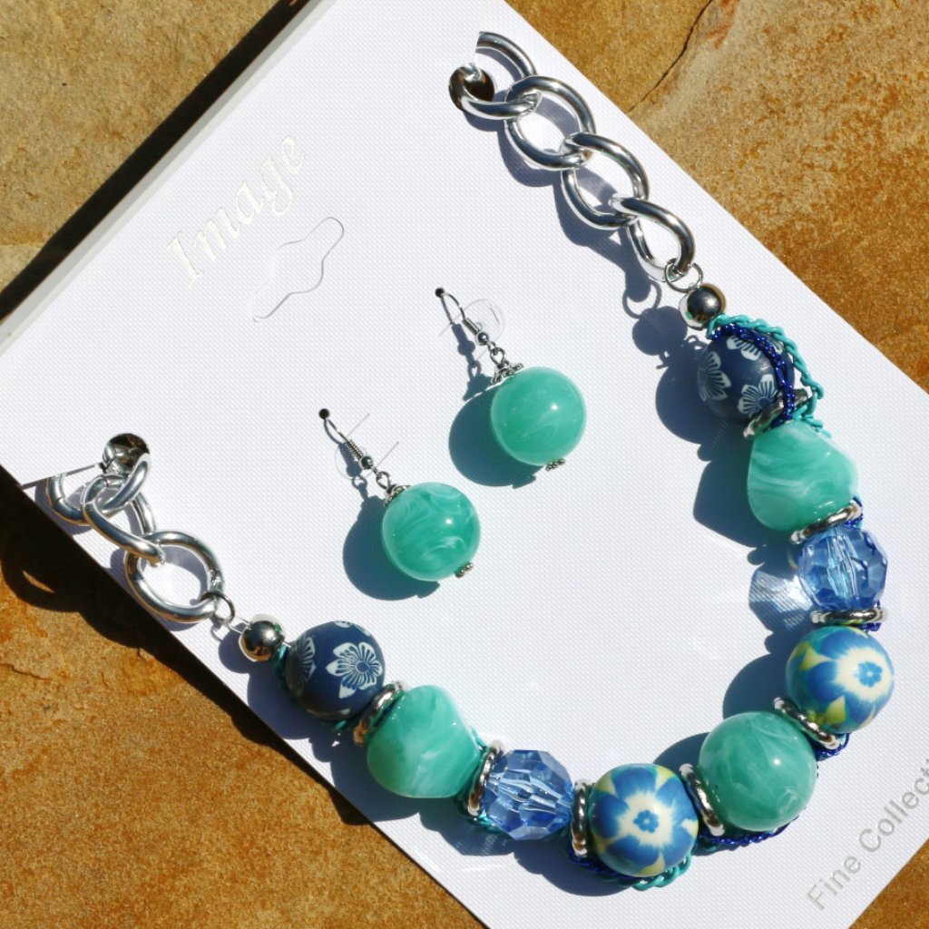 Boho Necklace Chunky Turquoise Statement Earrings